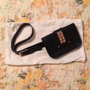 Gold Studded Black Fanny Pack